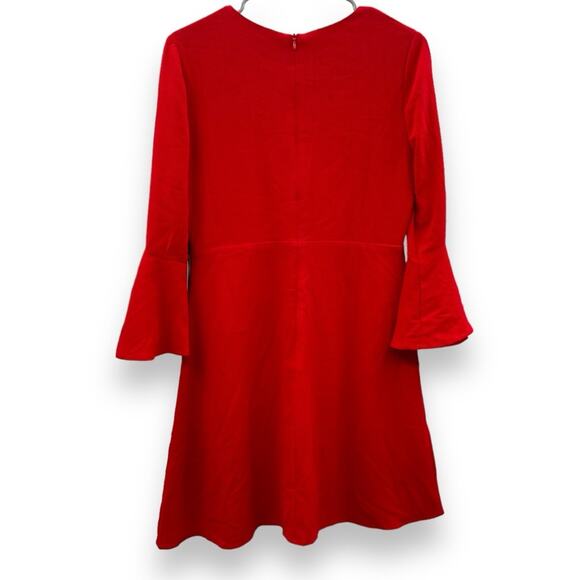 Lulus Center of Attend Red Flounce 3/4 Bell Sleeve Mini Dress Size M - Picture 6 of 12